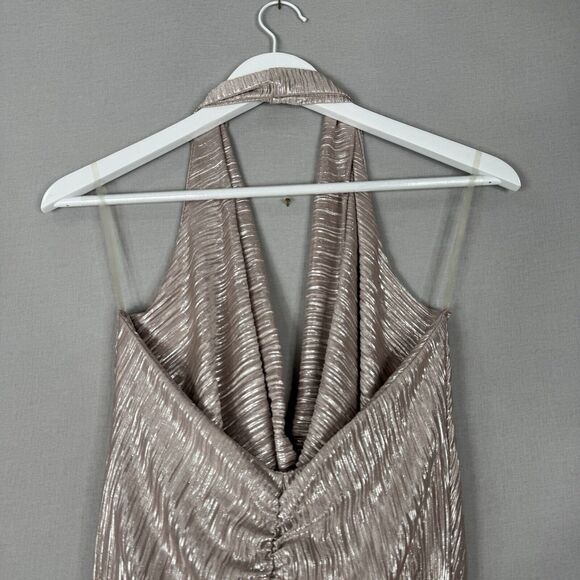 Julian Chang Womens Top Extra Small Pink Jenny Halter Metallic Cowl Backless - Picture 8 of 9